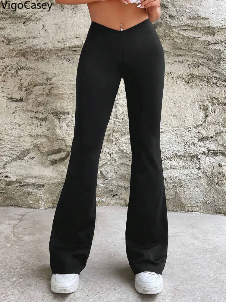 

VigoCasey 2025 женские черные длинные брюки повседневные брюки-клеш с высокой талией женские однотонные мешковатые брюки осень-зима офисные брюки