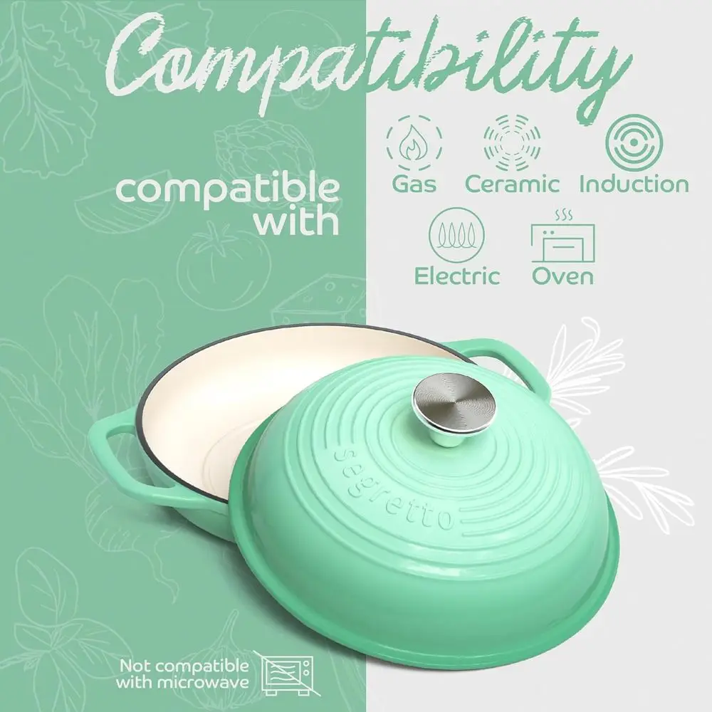 11 Green Enamel Cast Iron Bread Pan with Lid - Perfect for Sourdough, No Seasoning Required