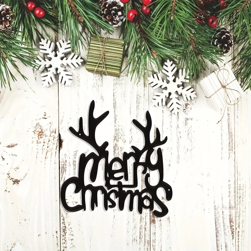 

Metal Crafts Art Metal Wall Decoration Antlers Merry Christmas Wrought Iron Wall Decoration Christmas Party Pendant Decorations.