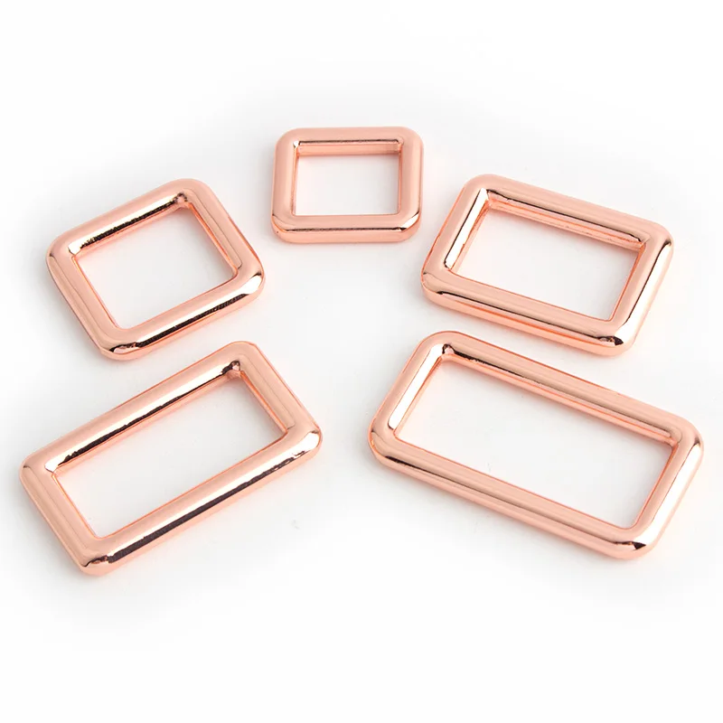 5PCS Square Metal Handbag Belt Adjustment Ring Buckle Rose Gold Die-cast Rectangular Wallet Backpack Square Buckle