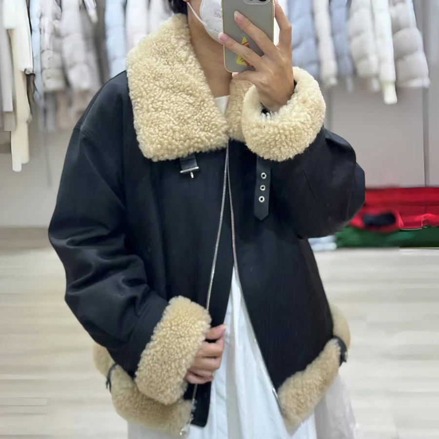 Manteau à manchette en vraie fourrure d'agneau pour femme, doudoune courte avec garniture en fourrure naturelle, bouffante, meilleure vente, vêtements d'extérieur en fourrure véritable