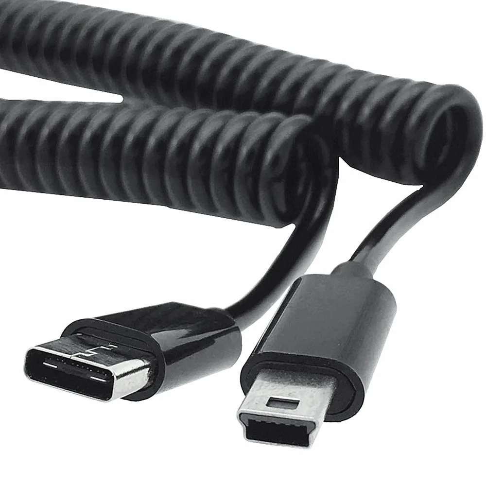 Spiral Coiled USB 3.1 Type-c  female to micro / mini  5P male  adapter adaptor Cable 1.0M 3FT