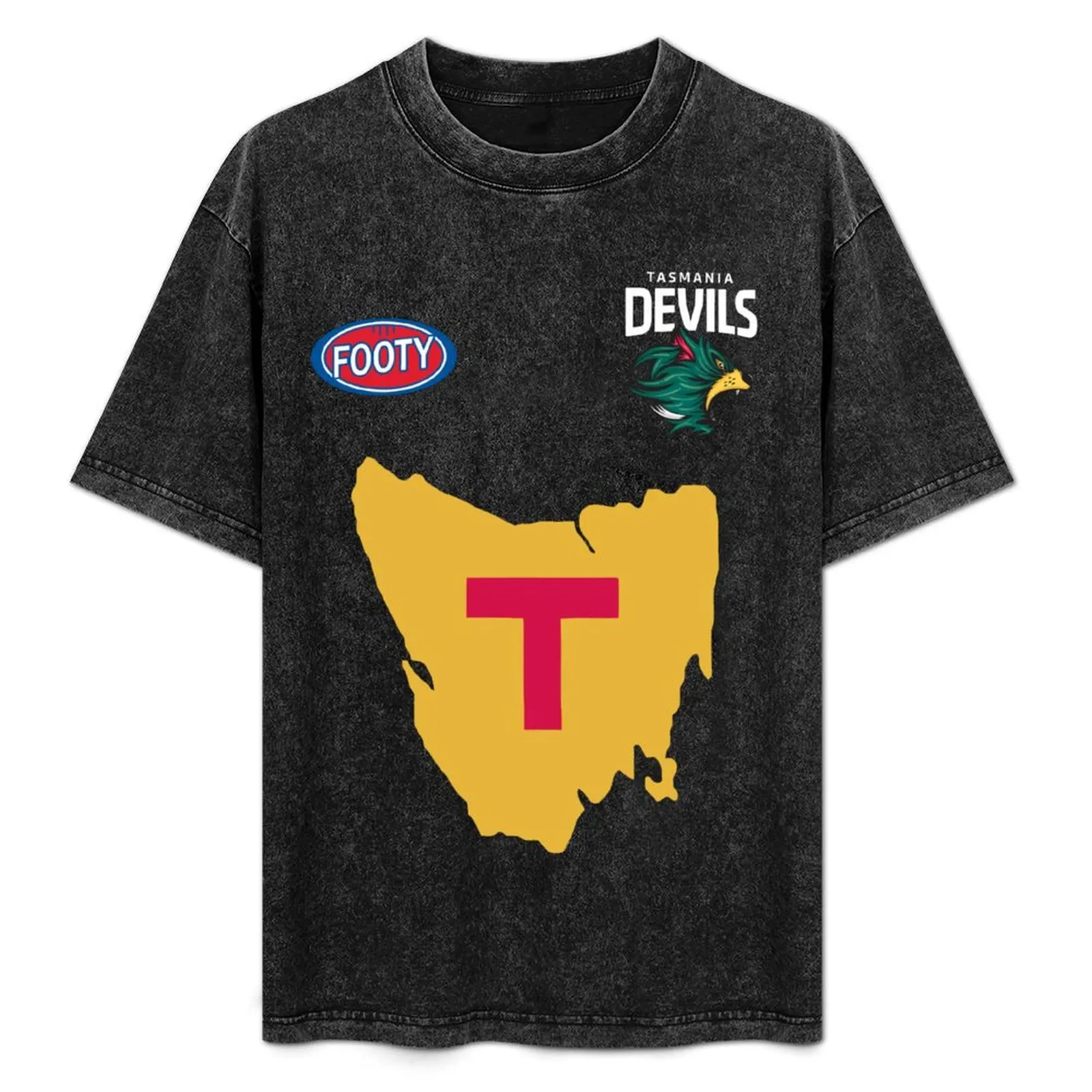 Tasmania Devils Football Club Style Guernsey T-Shirt summer top man t shirt tees hippie clothes heavy weight t shirts for men