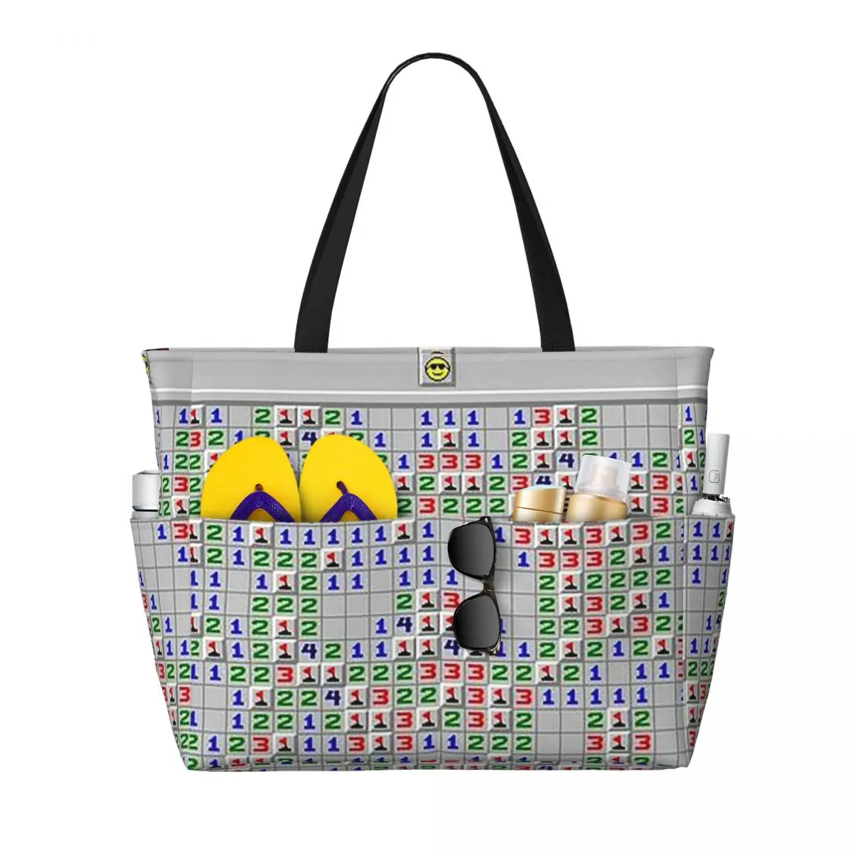 Minesweeper Fun Game Beach Tote Bag Sport Gym Yoga Duffle Large Tote Bag Women Travel Bag Fitness bag