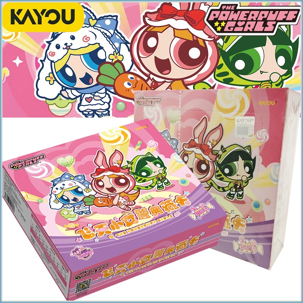

New Kayou Official The Powerpuff Girls Hobby Cards Animation Joyful and Fun Rainbow UR Character Portrait Cards Children Gifts