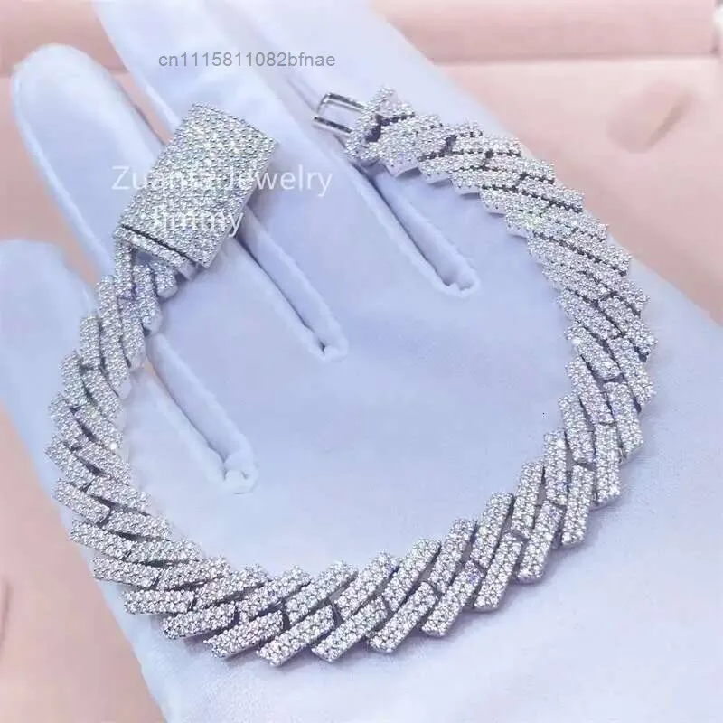 Wholesale Heart Jewelry Pass Diamond Tester 925 Sterling Silver Vvs Iced Out Cuban Link Anklet Bangle Moissanite Bracelet Men.，