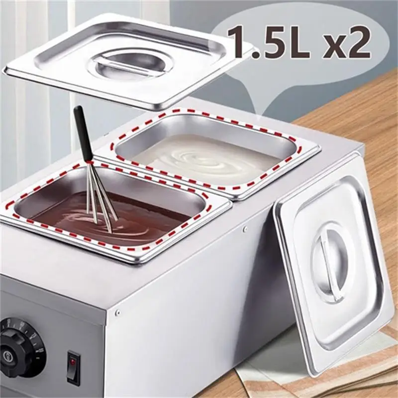Electric Chocolate Making Machine Stainless Steel 2 Pot Hot Chocolate Melting Machine