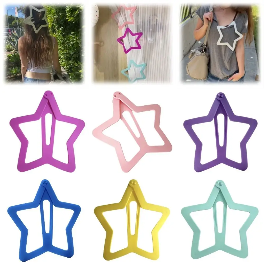 Photography Props Creative Extra-large Star Hair Clip INS Novelty Openwork Star Hairpin Solid Color Kawaii Clothes BB Clip Girl
