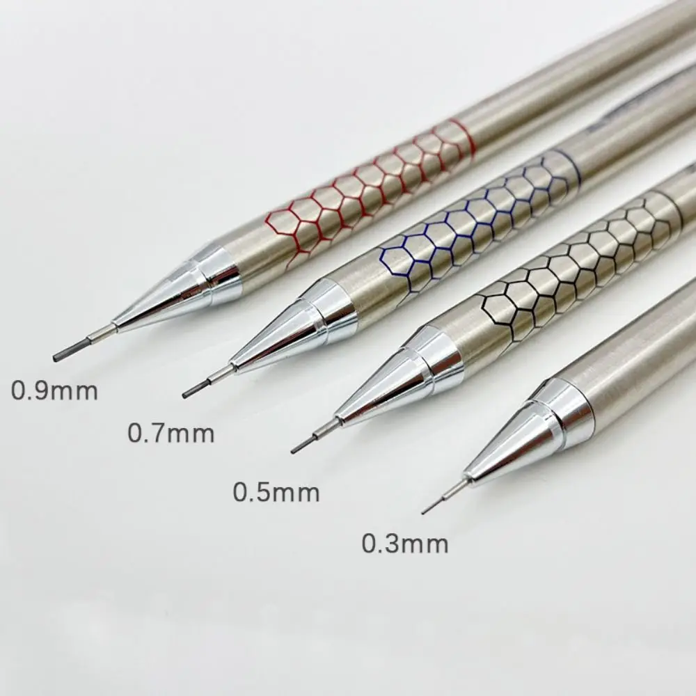 Creative Silver Metal Mechanical Pencil 0.3/0.5/0.7/0.9mm Automatic Pencil Sketch Comics Design Propelling Pencil Writing Tool