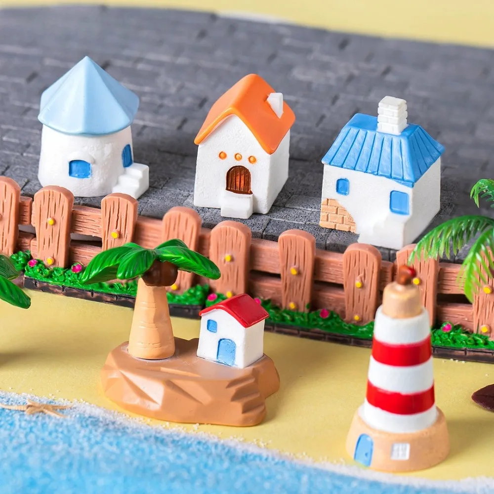 1pc Tropical Island Beach Mini Ornament, Simulation Villa Coconut Tree Pigeon Model, Creative Micro Landscape DIY Craft Decor