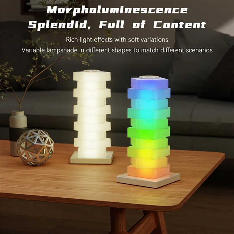 

AA81-LED Bedside Table Lamp Wireless Charger Night Light Ambient Light RGB DIY Dimmable Nightstand Lamp Bedroom Dec