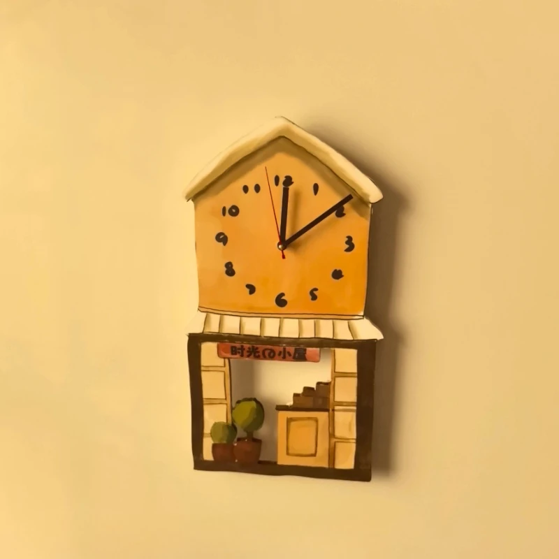 Time Hut Silent Wall Clock Healing Department Literary Artistic Simple Clocks Merchandise Настенные Часы Living Room Decoration