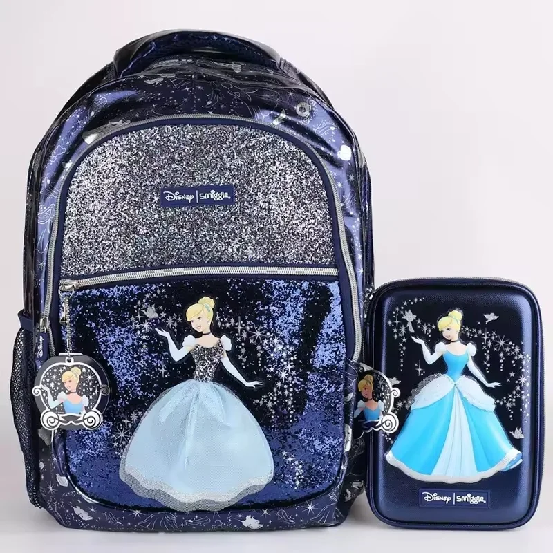 Disney Smiggle Kopciuszek Plecak na ramię Rozświetlający tornister Plecak o dużej pojemności Pudełko na drugie śniadanie Pudełko na długopis Butelka