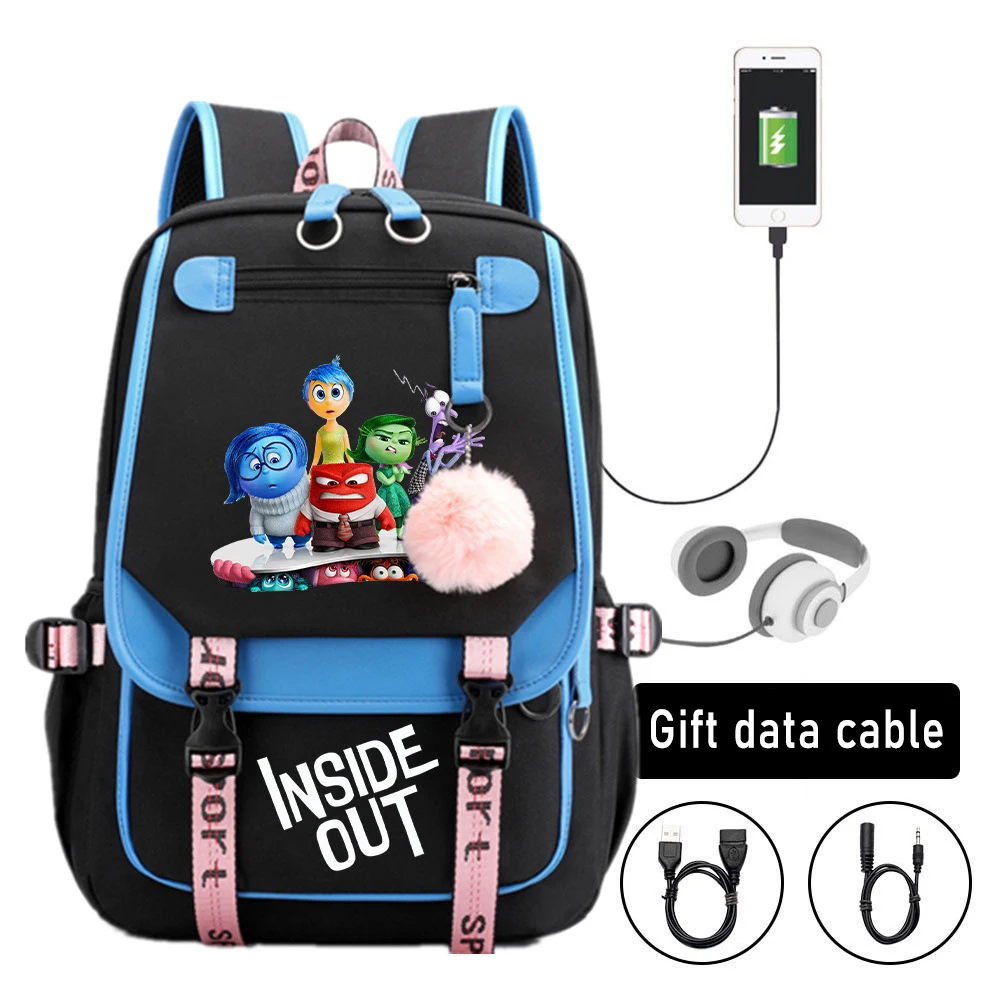 Movie Inside Out 2 Backpack for Girl Anime School Bag Teenager Canvas Laptop Back Pack Women Rucksack Cartoon Anime Dsn Backpack