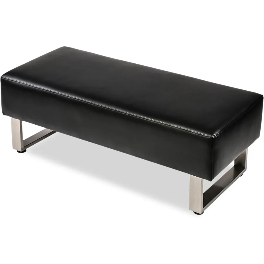 

Скамейка из искусственной кожи, черная, 48x20, мягкое сиденье с обивкой для приема, зала ожидания, офисного вестибюля