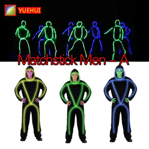 DIY Led Matchstick Strip Lights Night Show Armor Light Stage Performance Led Glowing Stick Man Costume EL Wire Clothing Men