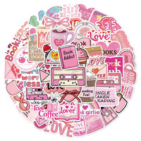 50pcs Pink Bookish Lover Inspirational Stickers Book Themed Decals for Notebooks Water Bottles Luggage Vinyl Stickers Pack