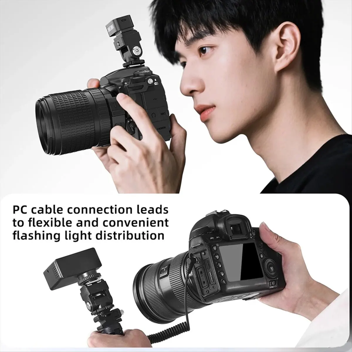 Punctual- Pixel Flash Hot Shoe Height Increasing Base 180° for Nikon DSLR Camera Supports TTL High-Speed Synchronization