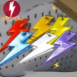 1PC Reflective Colorful Lightning Key Ring Night Safety Double-sided Reflective Backpack Accessories Pendant
