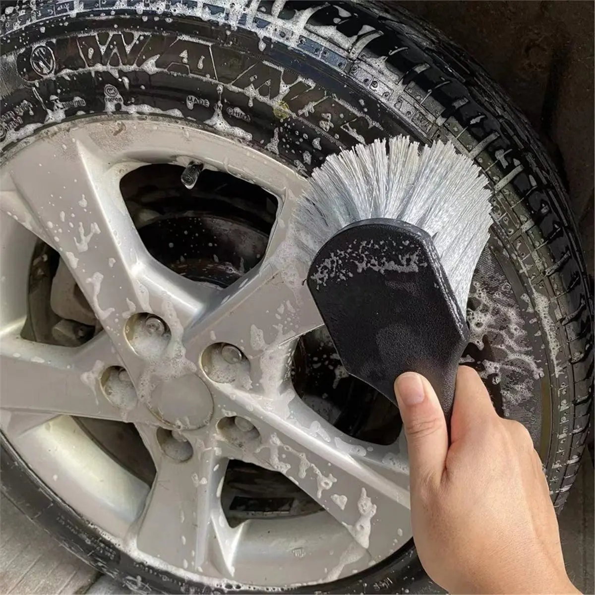 STOCK-Car Wheel Brush Kit, Tire Brush, Wheel Cleaner Brush, Soft-Bristled Rim Cleaner Brush, Tire Shine Applicator Pad ,7 Pack