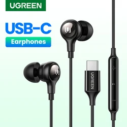 UGREEN USB Type C Earbuds Wired Earphones Microphone Headphones HiFi Stereo For iPhone 15 Pro Samsung Galaxy S21 Google Pixel 5