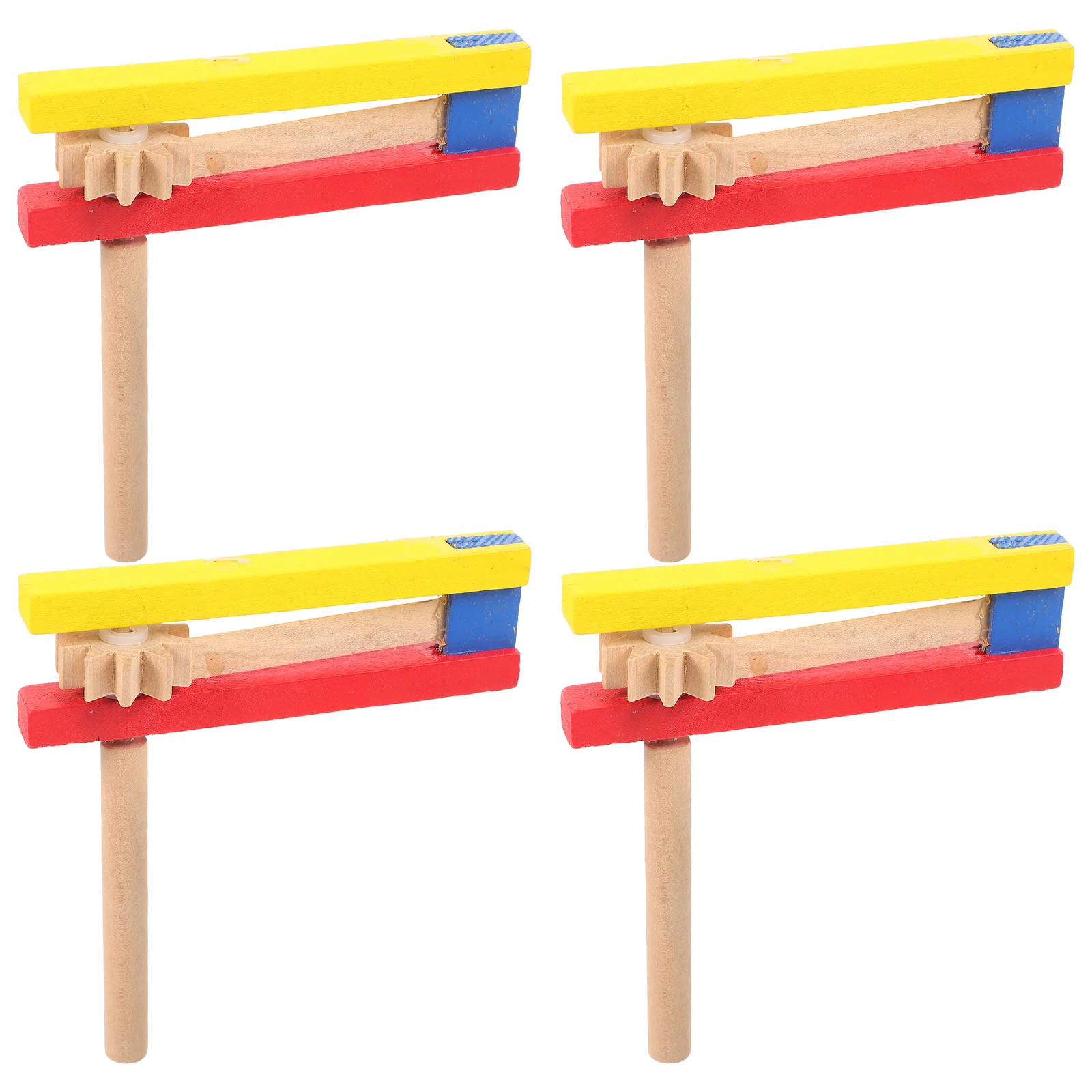 4 Pcs Educational Castanet Children Hand Crank Wood Clapper Long Handle for Kids