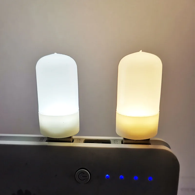 Pop P​ortable USB LED Night Light 5V 1W Milky White Shell LED Lamp Warm/Cool White Mini LED Bulb Connect With Power Bank Noteboo
