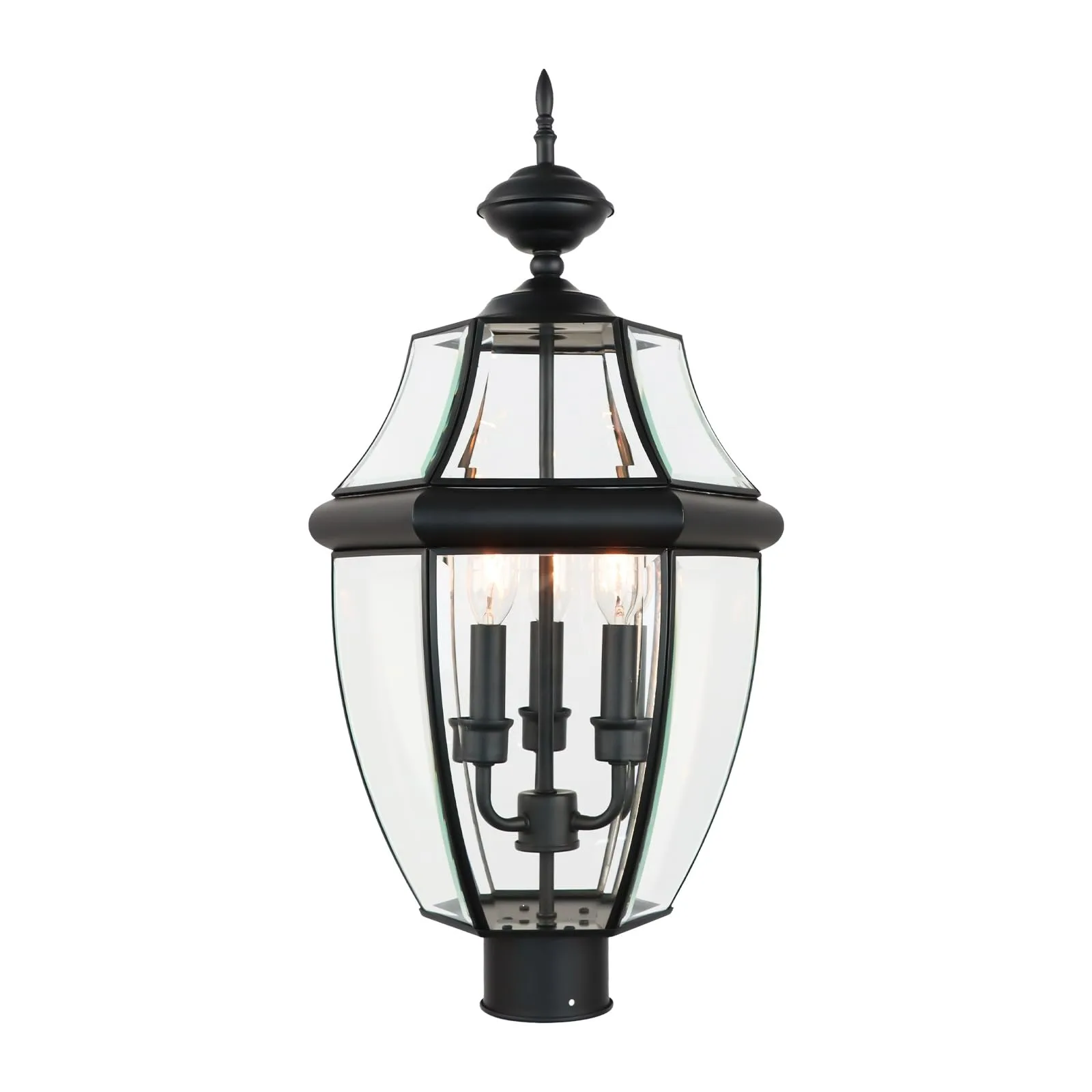 Large Outdoor Pendant Light Fixture 3-Light, Modern Black Outdoor Chandelier Hanging Porch Light, Metal Exterior Ceiling