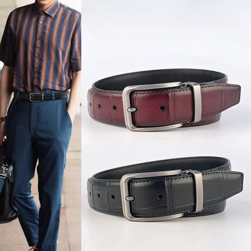 

Head Layer Cowhide Belt Versatile Business and Leisure Belt Luxurious Genuine Leather Belt for Men Can Be Shortened