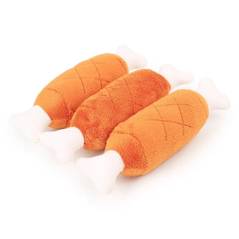 New Pet Dog Cat Fleece Chicken Legs Plush Toys Dog Toys Squeak Chew Sound Toy Fit For Small And Medium Pet Dog Durability Plush