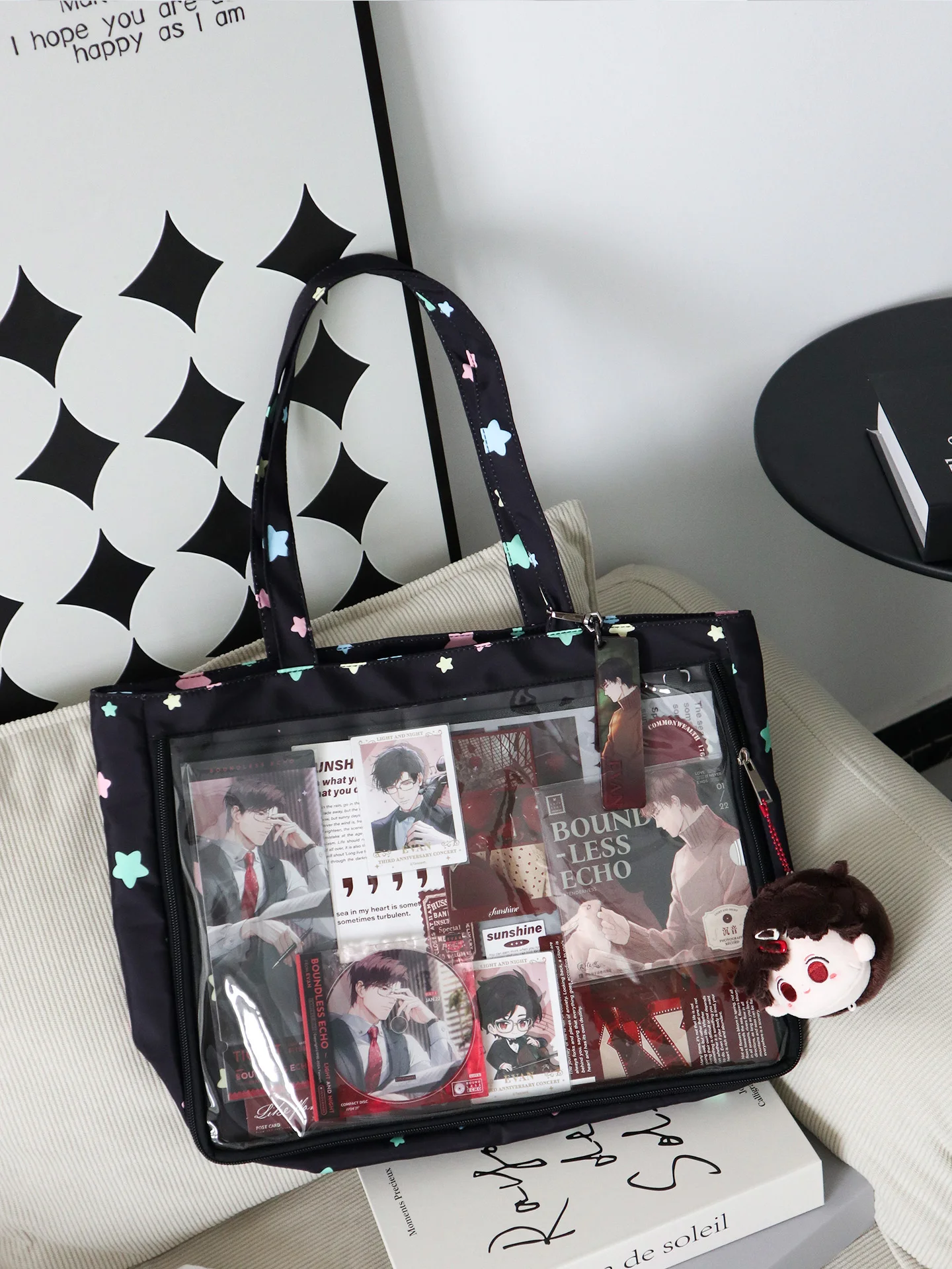 

Original Large-capacity Shoulder Bags Sweet Campus Transparent Bag Woman Tote Bags Hand Bags for Women