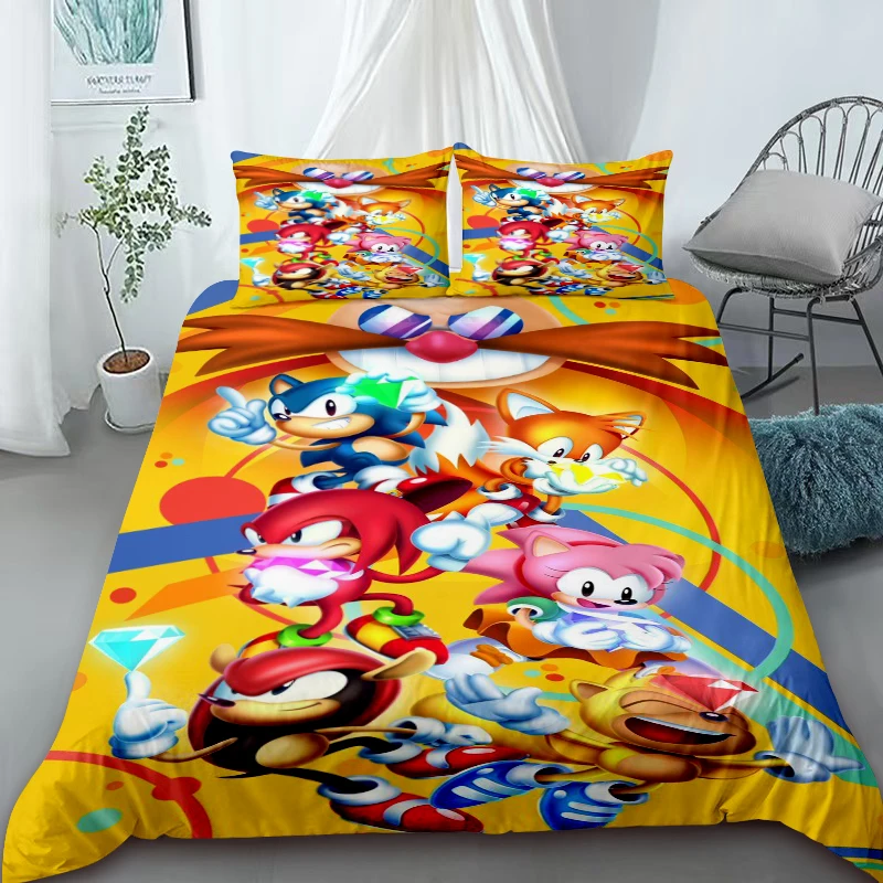 

Комплект постельного белья Sonic для детей: пододеяльник для декора спальни, размеры Twin, Double, Queen, King, мягкий и комфортный.