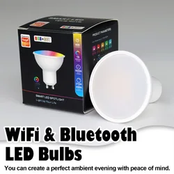 GU10 5W LED 전구 WIFI Zigbee Bluetooth, RGB C+W 흰색 밝기 조절 가능 램프, 스마트 제어 전구, 음성 Alexa/Google 홈