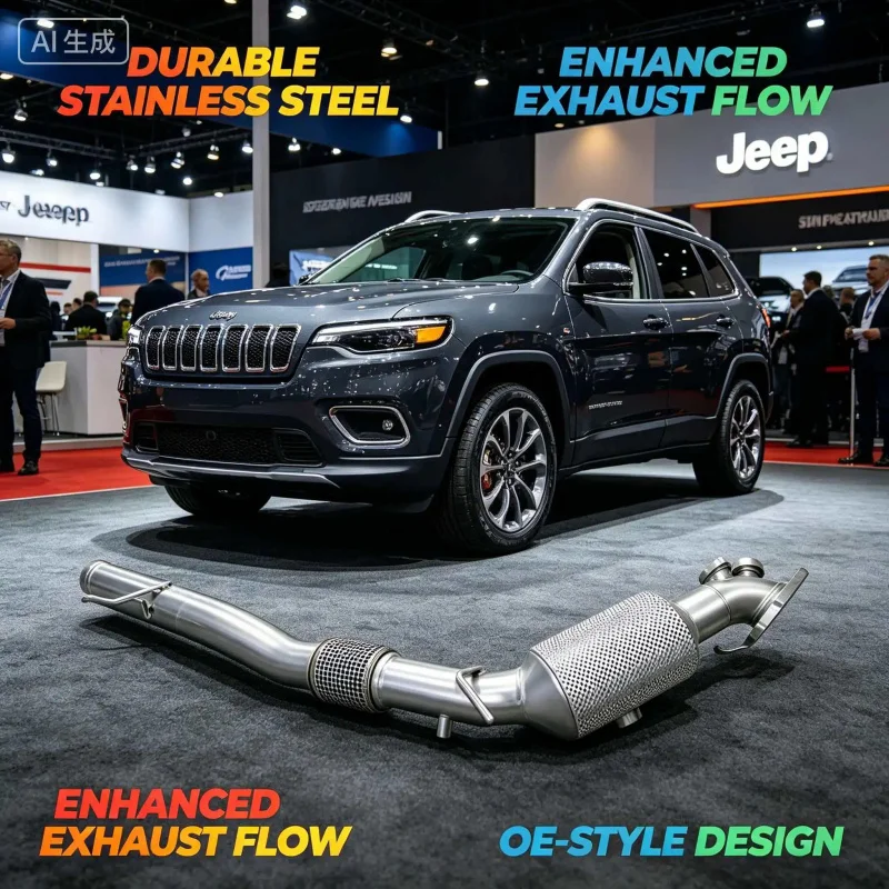 Custom Stainless Steel Exhaust Drainpipe for Jeep Cherokee 2.0T 2020-2024 Car Exhaust Pipes Header with Heat Shield