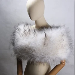 Fashion Luxury Jacquard Pullover Shawl Faux Fur Stretch Big Neck Bridal Party Banquet Evening Dress Thickened Warm Sexy Shawl