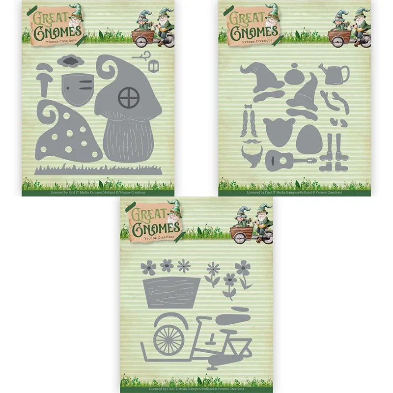 

Piggy Craft metal cutting dies cut die mold Mushroom House Gnome bike Scrapbook paper craft knife mold blade punch stencils dies