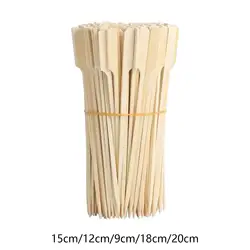 100x Bamboo Skewers BBQ Durable Smooth Portable Wood Grilling Skewers for Camping Sausage Fruit Kababs Barbeque Snacks Meat