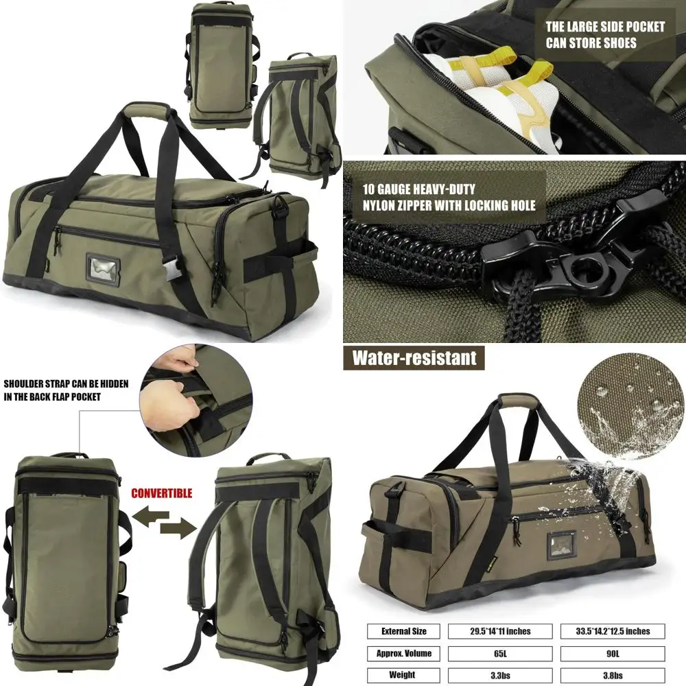حقيبة سفر للرجال من القماش الخشن - حقيبة رياضية كبيرة لقضاء عطلة نهاية الأسبوع، حقيبة ظهر رياضية للنساء لأسلوب الحياة النشطة