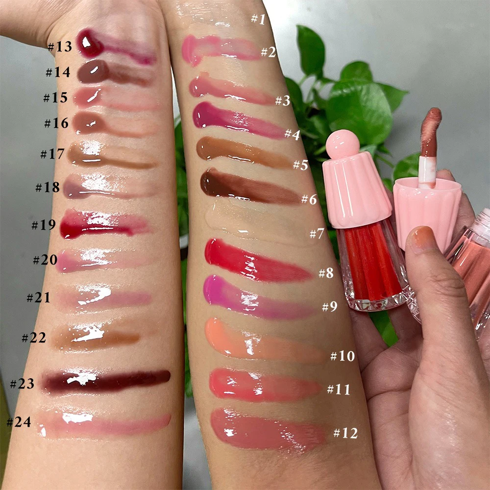 

Private Label Lip Gloss Custom Logo 24-Color Lipgloss High-Shine Moisturizing Lips Glaze Natural Color Makeup Wholesale Vegan