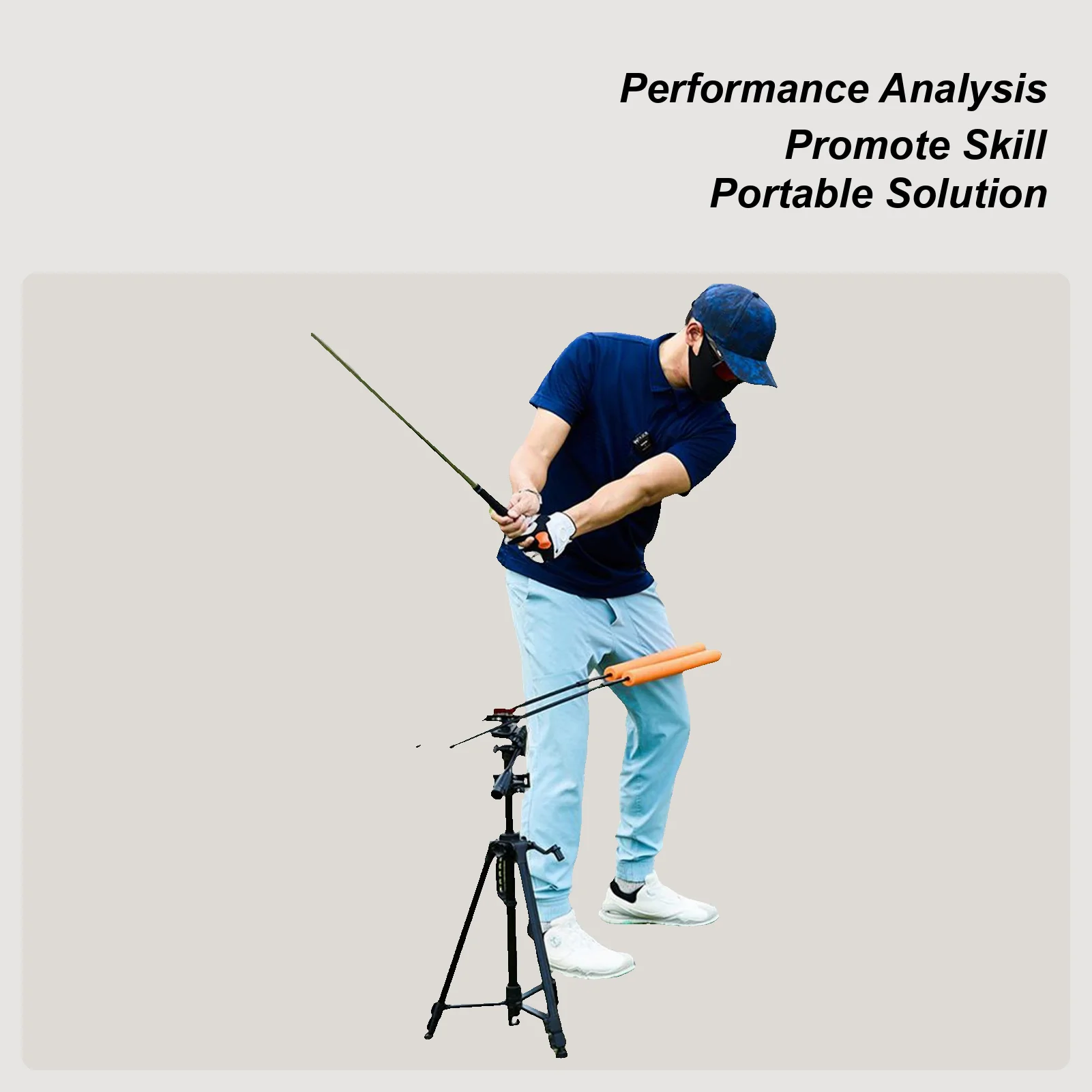 

360 Degree Golf Swing Trainer Adjustable Alignment Sticks with Smartphone Tripod, Driving Range Backyard Home Practice Supplies
