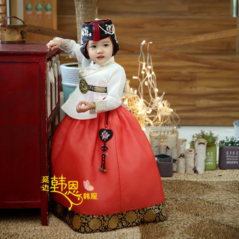 Girl/Child Korean Hanbok Dress Costume Ethnic Dance Traditional Long Sleeve Cosplay Tailor-made Free Shipping