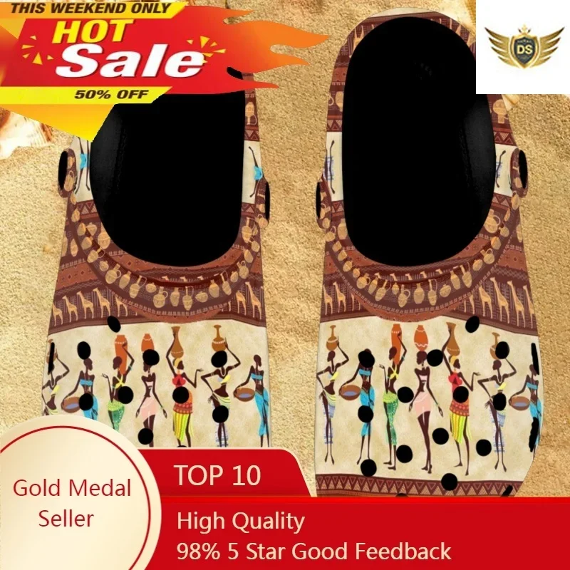 

African Ethnic Tribal Pattern Women's Sandals Summer Beach Swimming Shoes Casual Slides Slippers Zapatillas Hombre