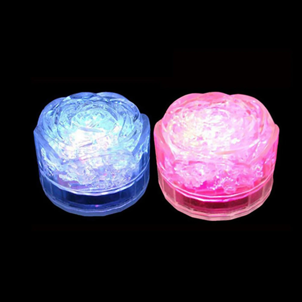 

12PCS LED Ice Cubes Multi Color Rose Shape Wedding Party Bar Tower Decoration Flashing Lights Drinking Glass