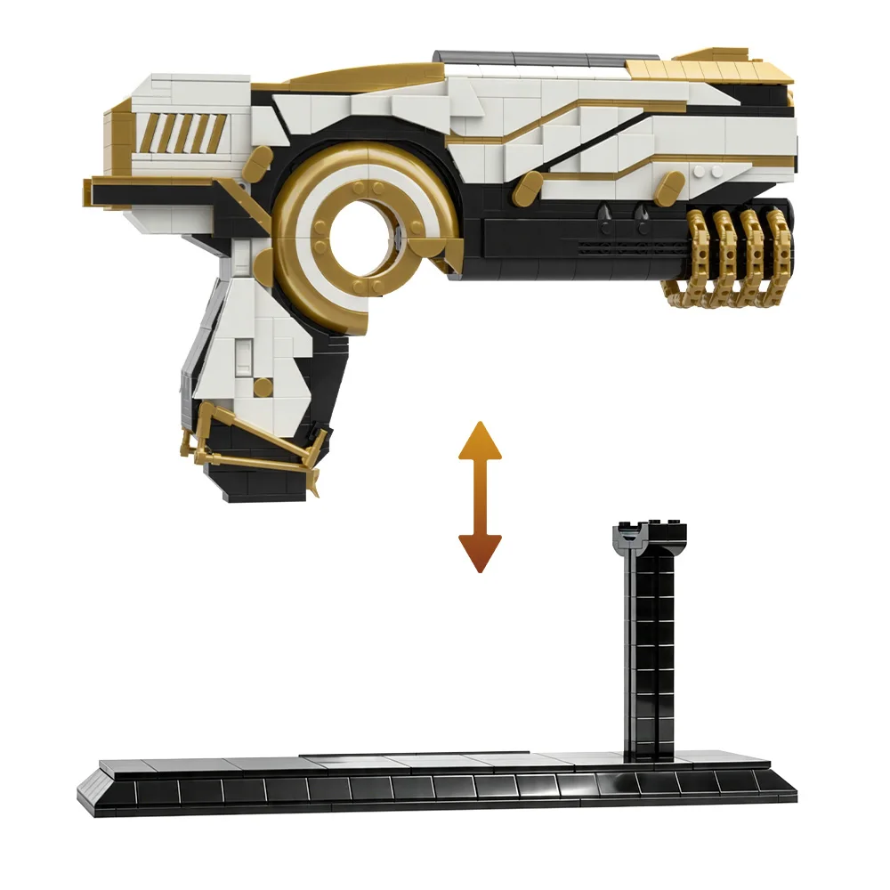 MOC Warframe Rubico Prime Building Blocks Replica Game Sniper Rifle with Prime Gold Trim andBracket Military Toy Adult Gift