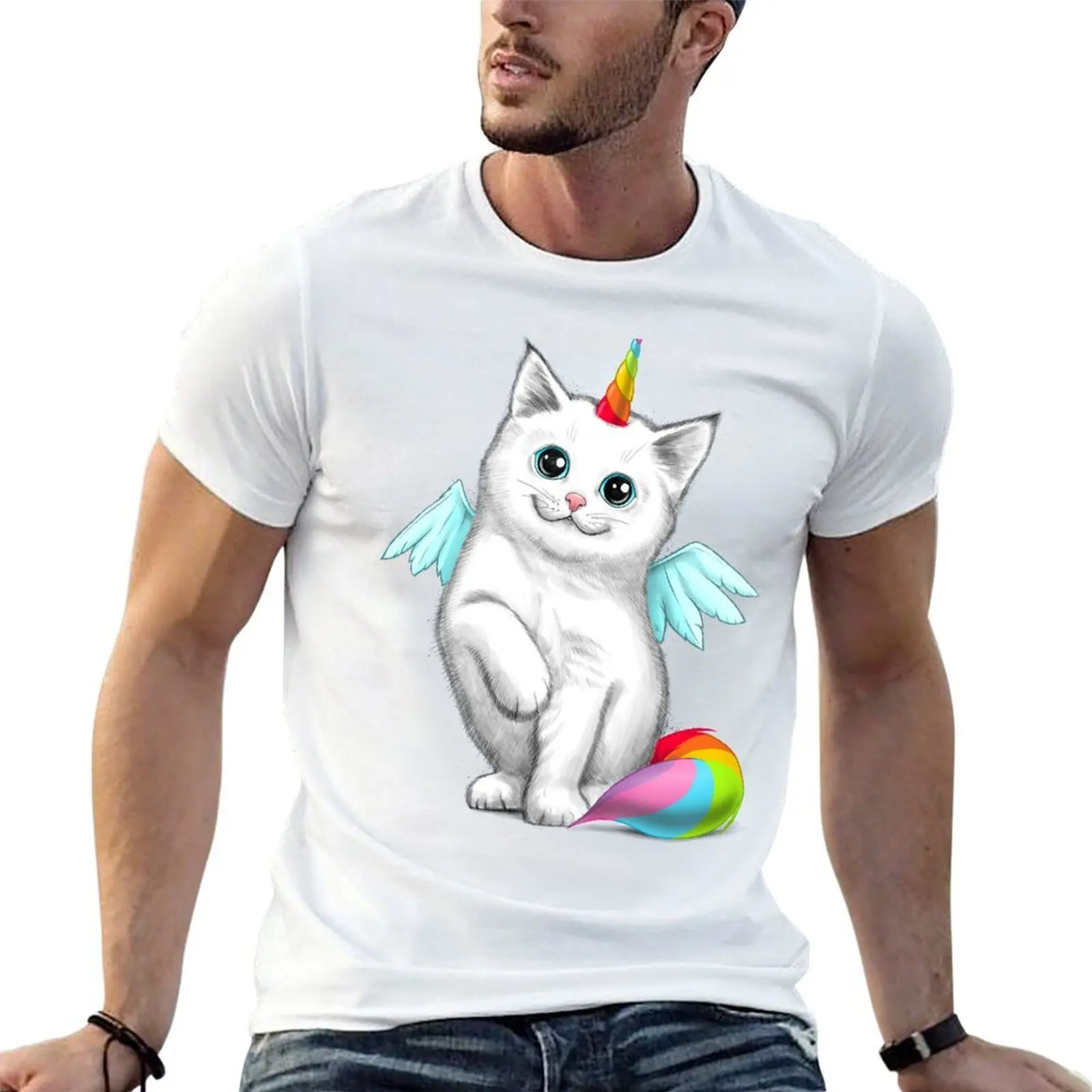 

Cat unicorn T-Shirt t shirts for man cotton funny cotton t shirt man T-Shirt