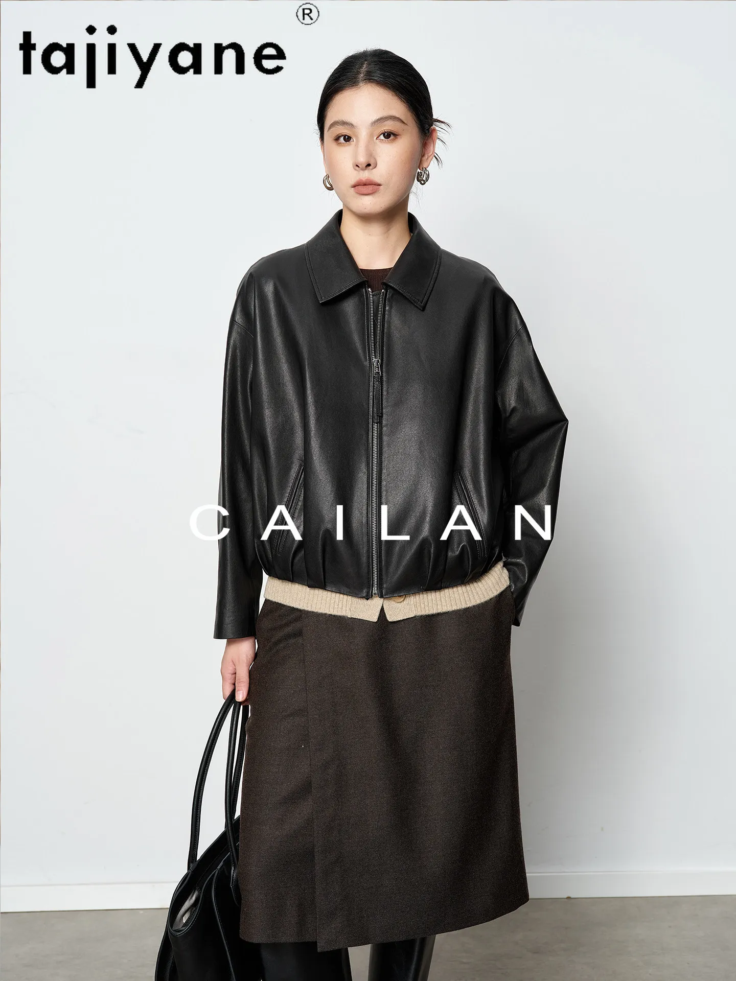 TAJIYANE Giacche in Pelle di Pecora da Donna, Cappotto Corto Casual di Alta Qualità in Vera Pelle, Abbigliamento Autunnale 2026, дубленка женская