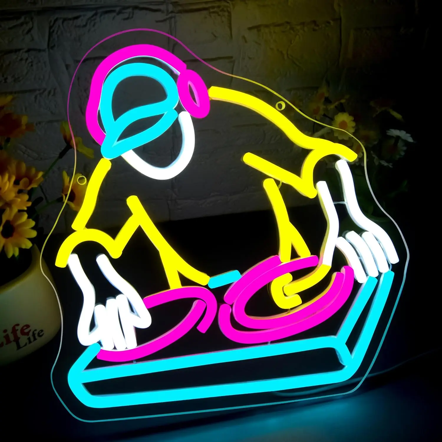 DJ Player Neon Sign USB Dimmable LED Neon Light for Man Cave Music Room Studio Stage Dancing Hall Bar Bedroom Party Decor Gift