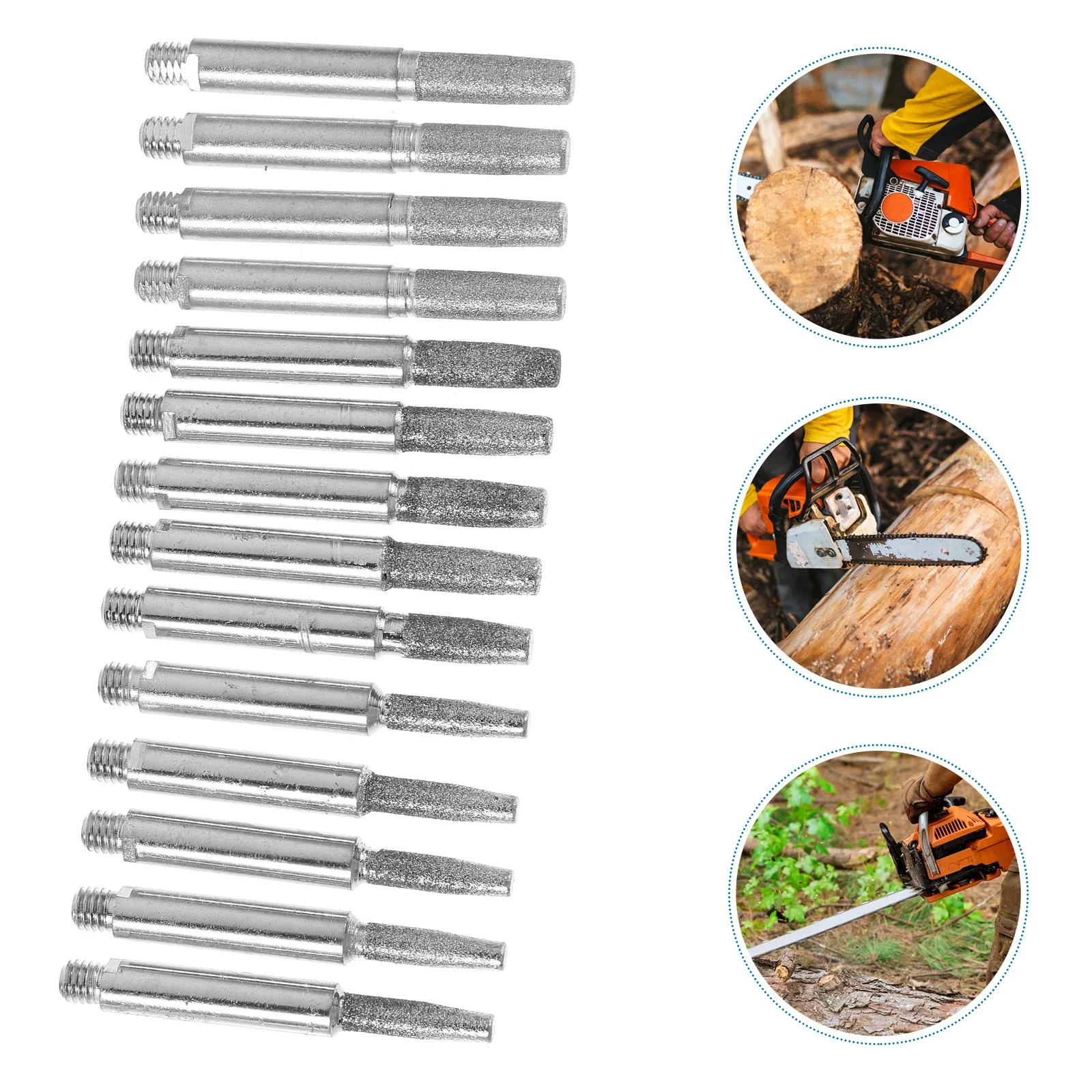 

12Pcs Chainsaw Grinding Stones Kit Durable Iron Corundum Steady Polishing Effect Chainsaw Accessories Burr Grinding Stone File