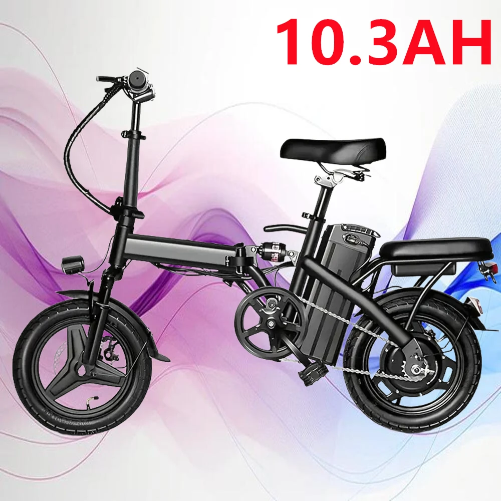 

400W Peak Motor 14" Mini Folding Electric Motorcycles E Bike For Adults, 19.5Mph 19Miles 10.3AH Adults Electric Bicycle Ebike
