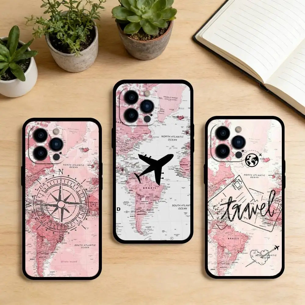 

AAA Travel Plane Printed Phone Case For iPhone 17,16,15,14,13,12,11 Plus,Pro Max,XS,Soft Silicone Black Cover